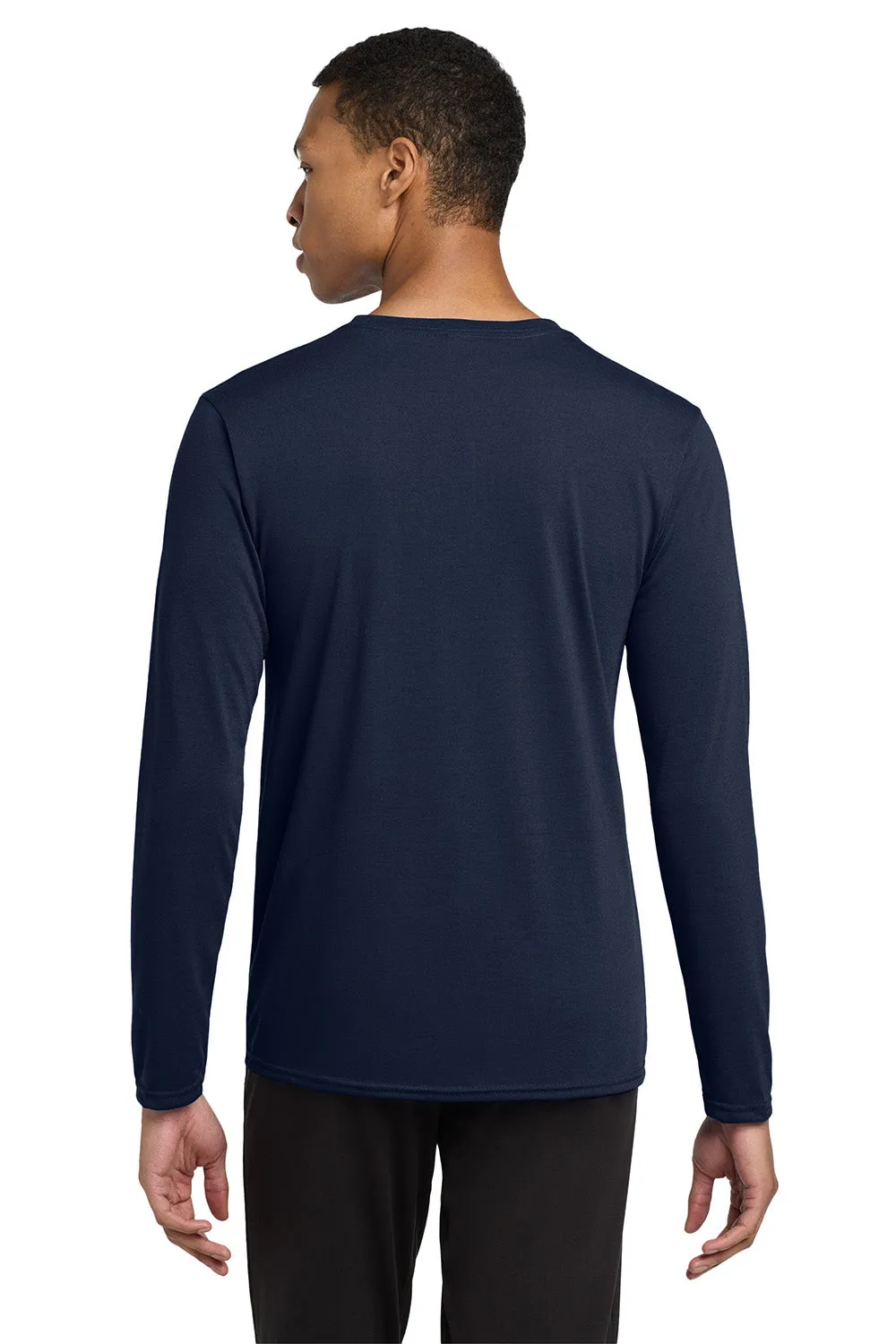 Gildan Mens Performance Jersey Moisture Wicking Long Sleeve Crewneck T-Shirt - Navy Blue