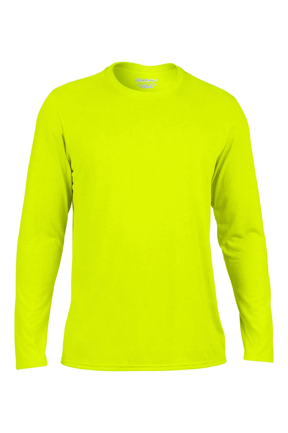 Gildan Mens Performance Jersey Moisture Wicking Long Sleeve Crewneck T-Shirt - Safety Green