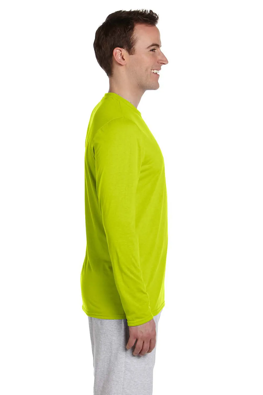 Gildan Mens Performance Jersey Moisture Wicking Long Sleeve Crewneck T-Shirt - Safety Green