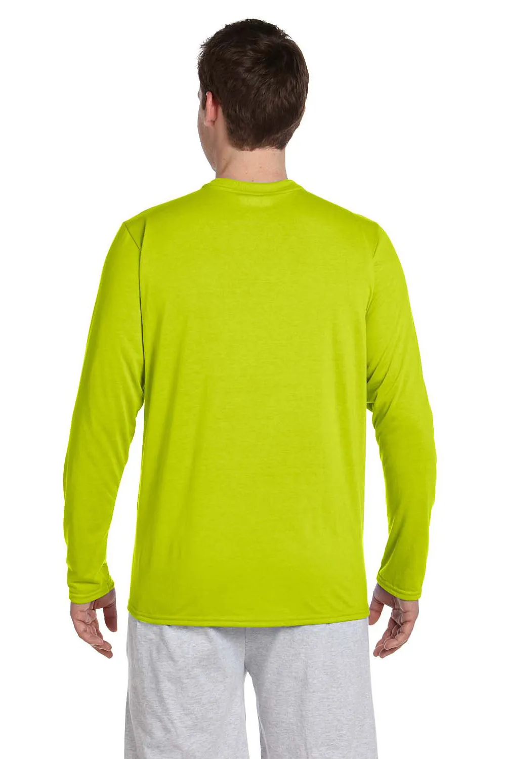 Gildan Mens Performance Jersey Moisture Wicking Long Sleeve Crewneck T-Shirt - Safety Green