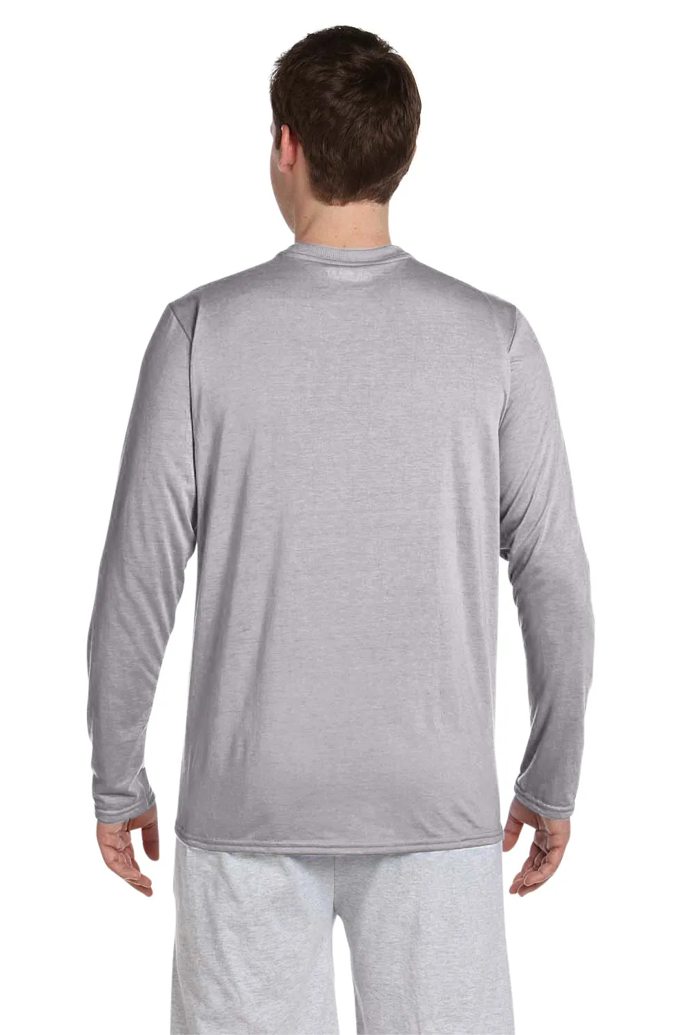 Gildan Mens Performance Jersey Moisture Wicking Long Sleeve Crewneck T-Shirt - Sport Grey