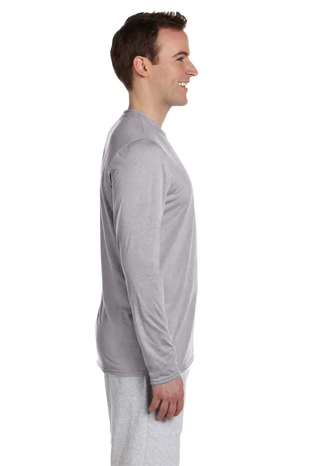 Gildan Mens Performance Jersey Moisture Wicking Long Sleeve Crewneck T-Shirt - Sport Grey