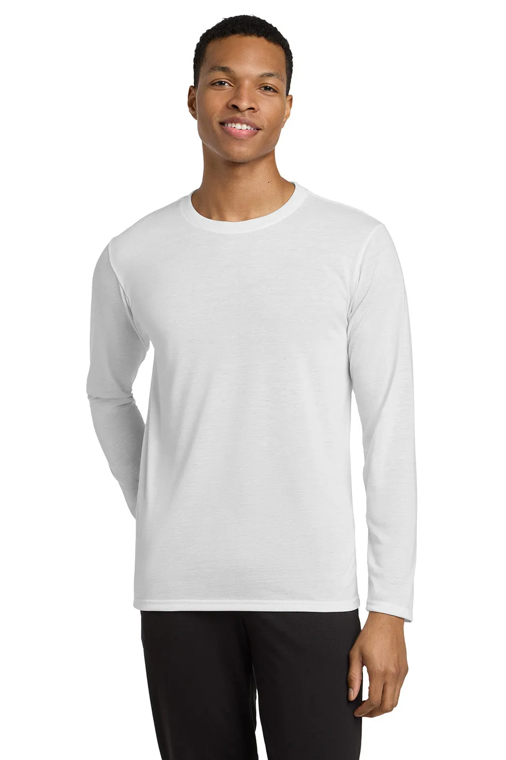 Gildan Mens Performance Jersey Moisture Wicking Long Sleeve Crewneck T-Shirt - White