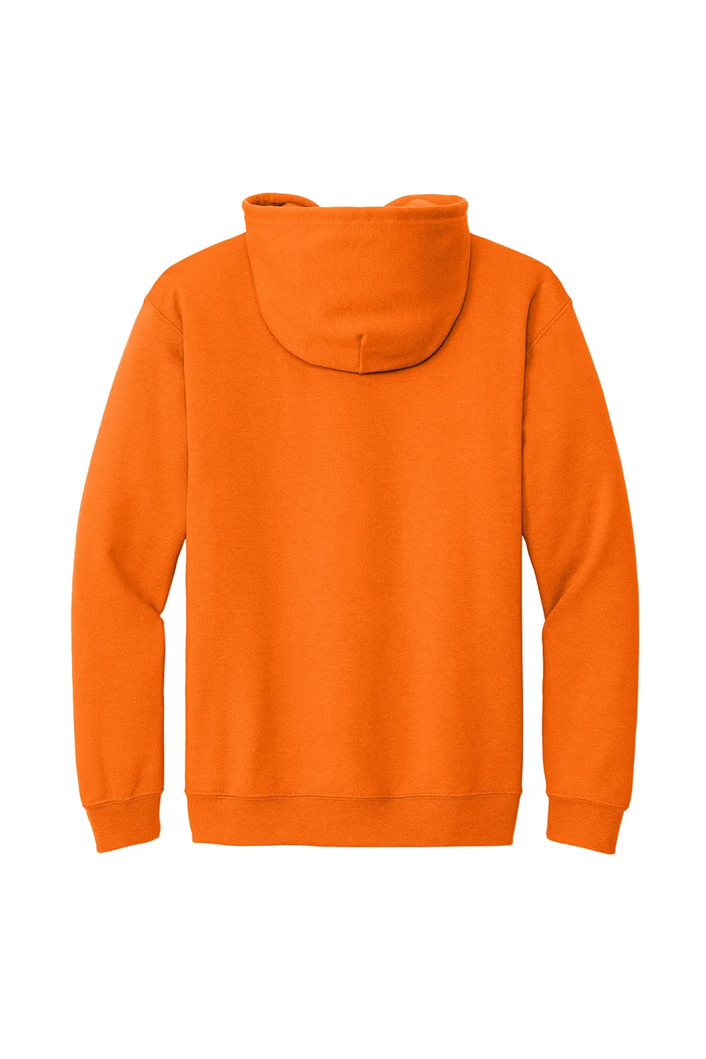 Gildan Mens Pill Resistant Full Zip Hooded Sweatshirt Hoodie w/ Pockets - Safety Orange