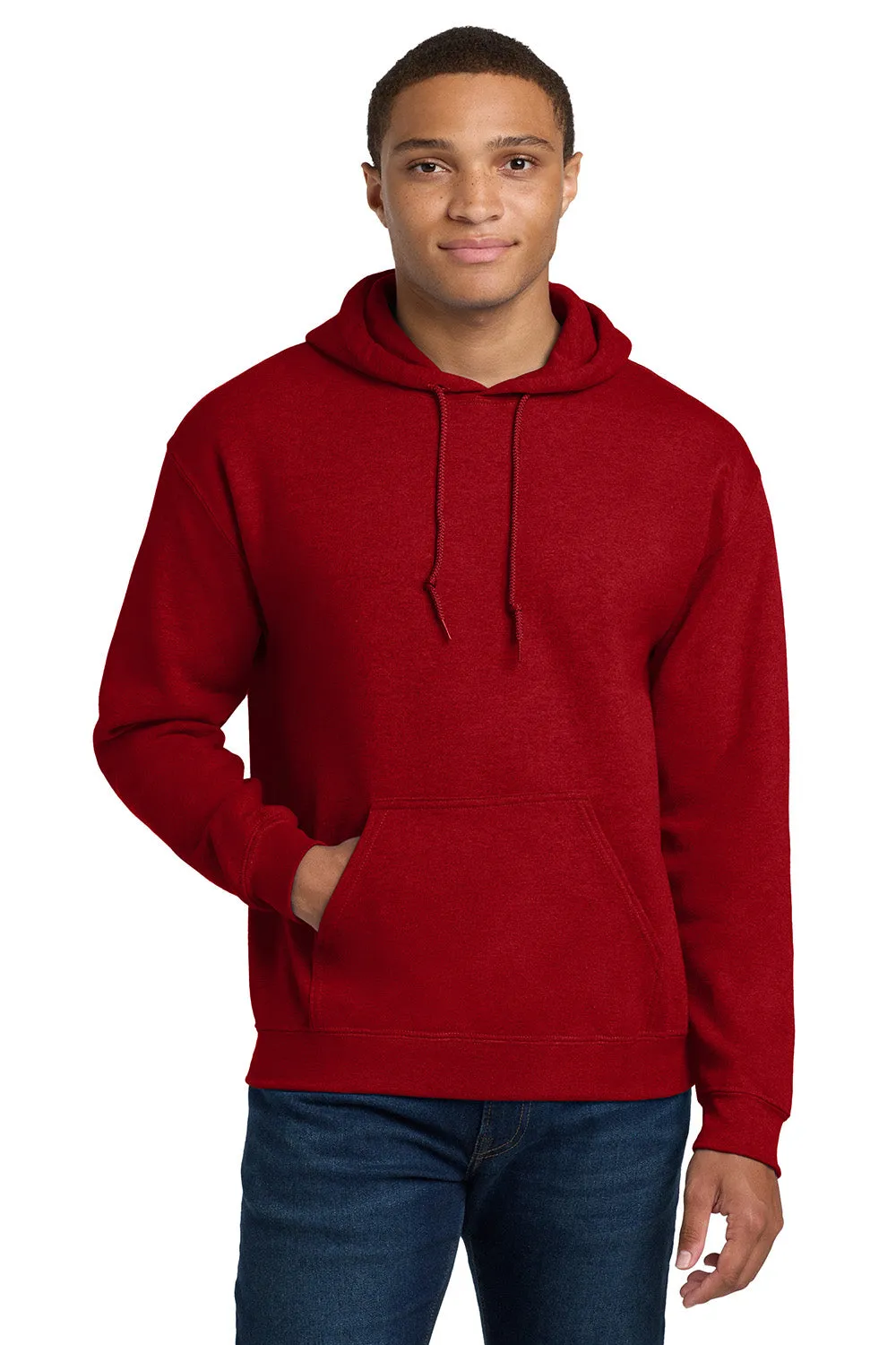 Gildan Mens Pill Resistant Hooded Sweatshirt Hoodie w/ Pouch Pocket - Antique Cherry Red