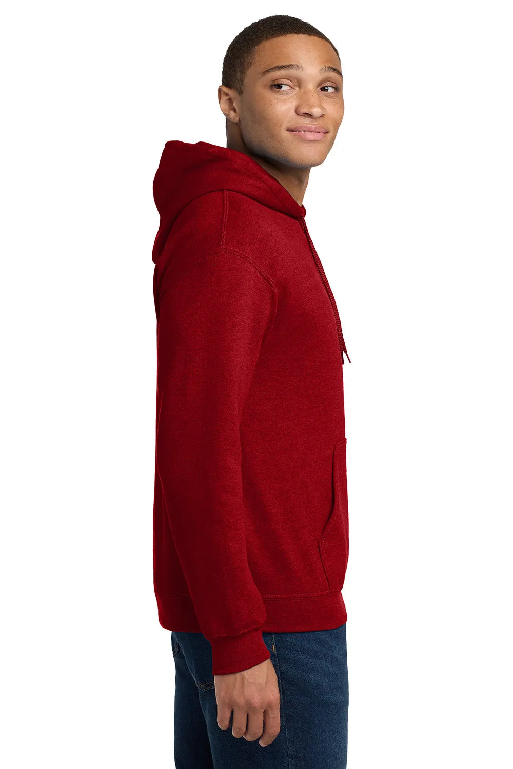 Gildan Mens Pill Resistant Hooded Sweatshirt Hoodie w/ Pouch Pocket - Antique Cherry Red