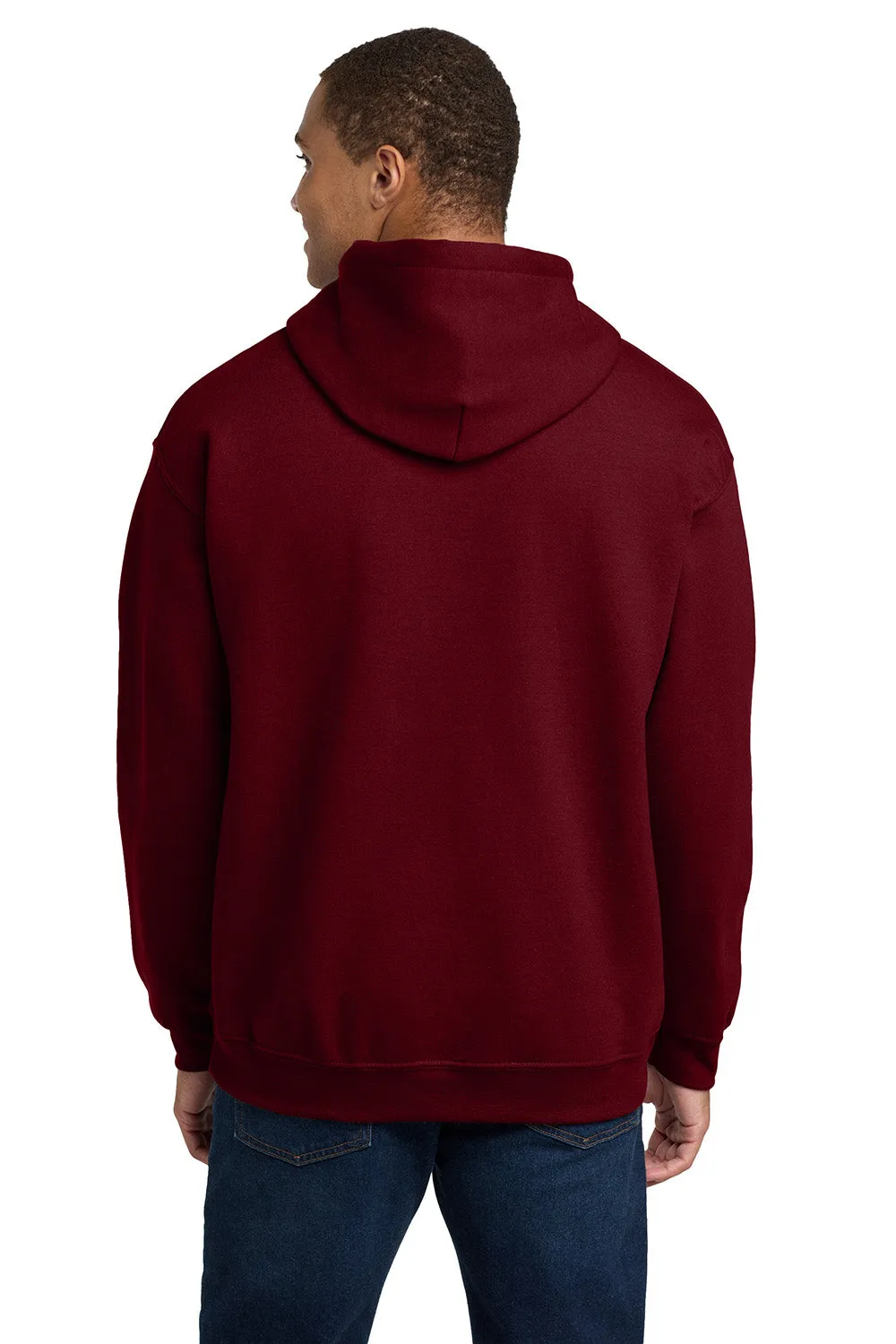 Gildan Mens Pill Resistant Hooded Sweatshirt Hoodie w/ Pouch Pocket - Garnet Red
