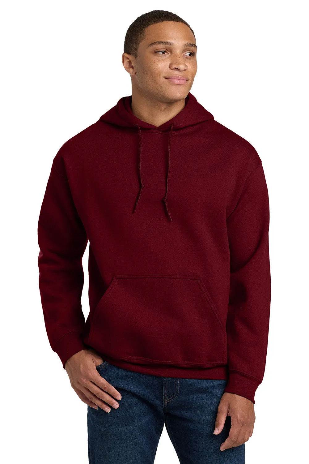Gildan Mens Pill Resistant Hooded Sweatshirt Hoodie w/ Pouch Pocket - Garnet Red