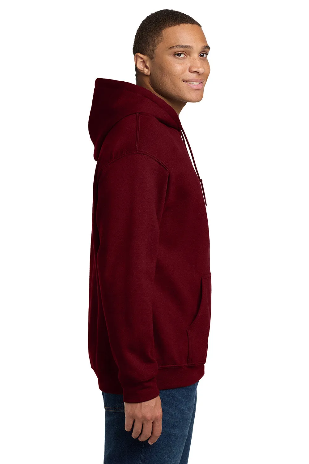 Gildan Mens Pill Resistant Hooded Sweatshirt Hoodie w/ Pouch Pocket - Garnet Red