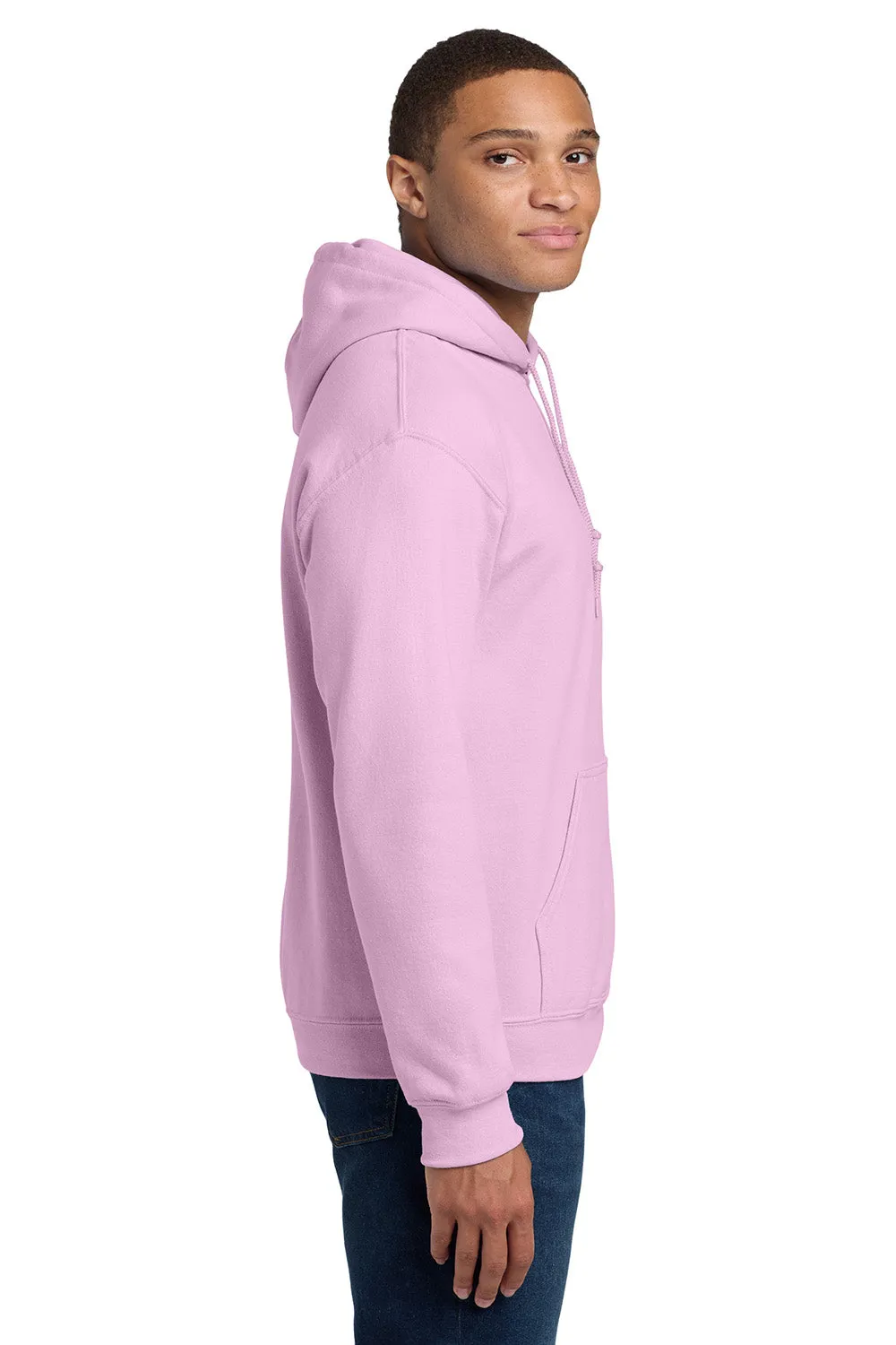 Gildan Mens Pill Resistant Hooded Sweatshirt Hoodie w/ Pouch Pocket - Light Pink