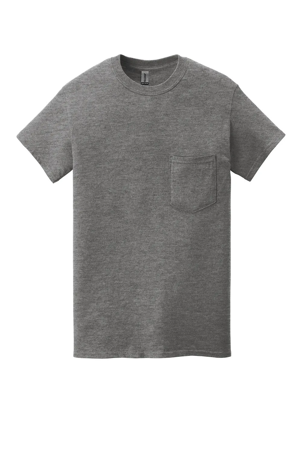 Gildan Mens Short Sleeve Crewneck T-Shirt w/ Pocket - Heather Graphite Grey