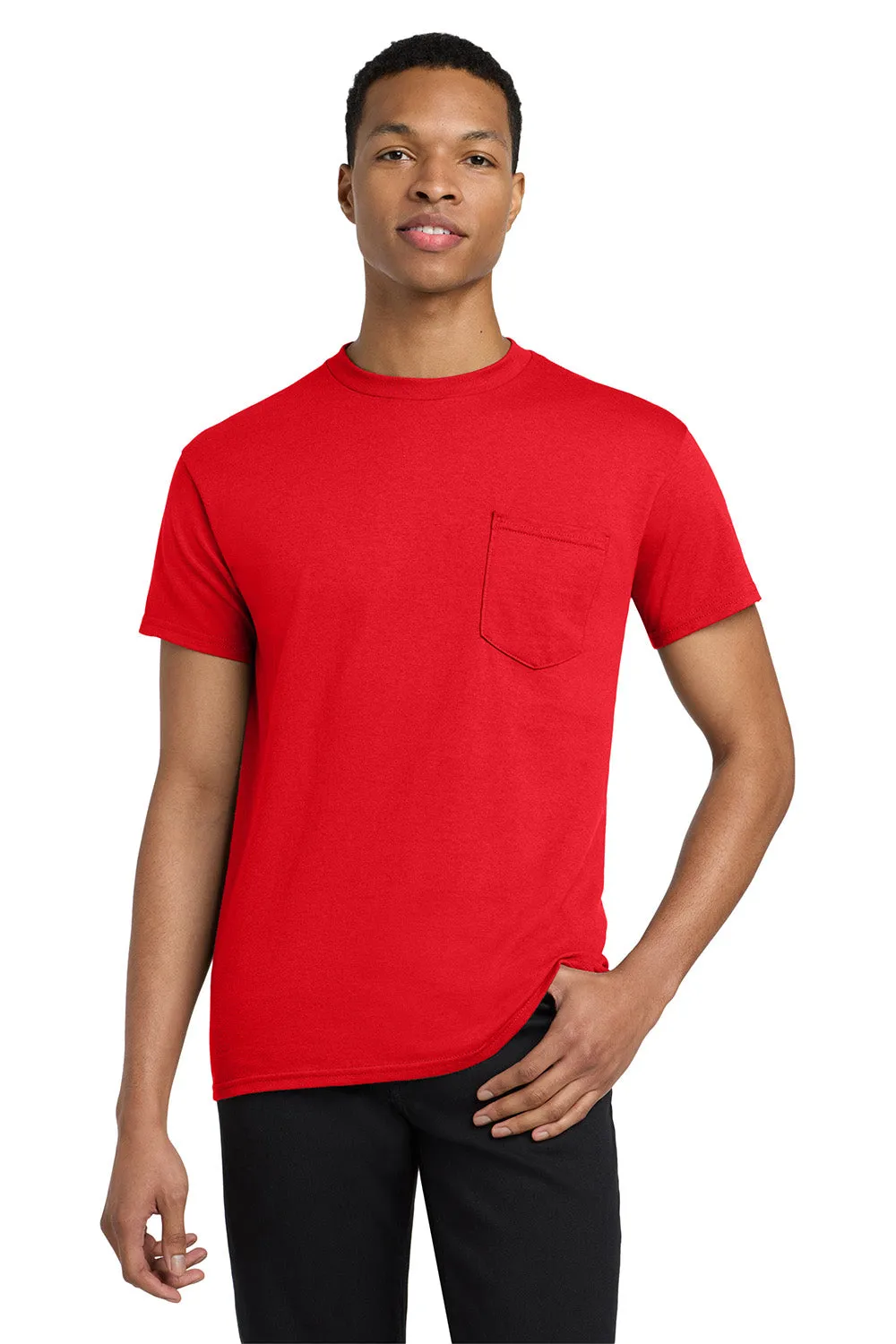 Gildan Mens Short Sleeve Crewneck T-Shirt w/ Pocket - Red