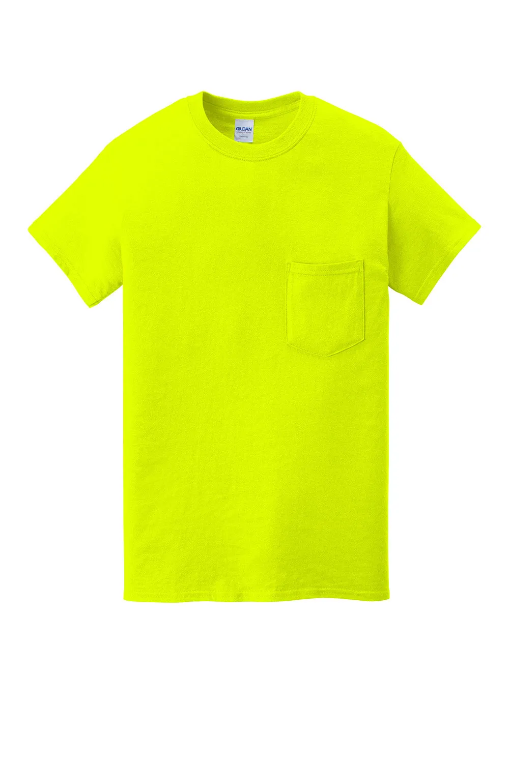 Gildan Mens Short Sleeve Crewneck T-Shirt w/ Pocket - Safety Green