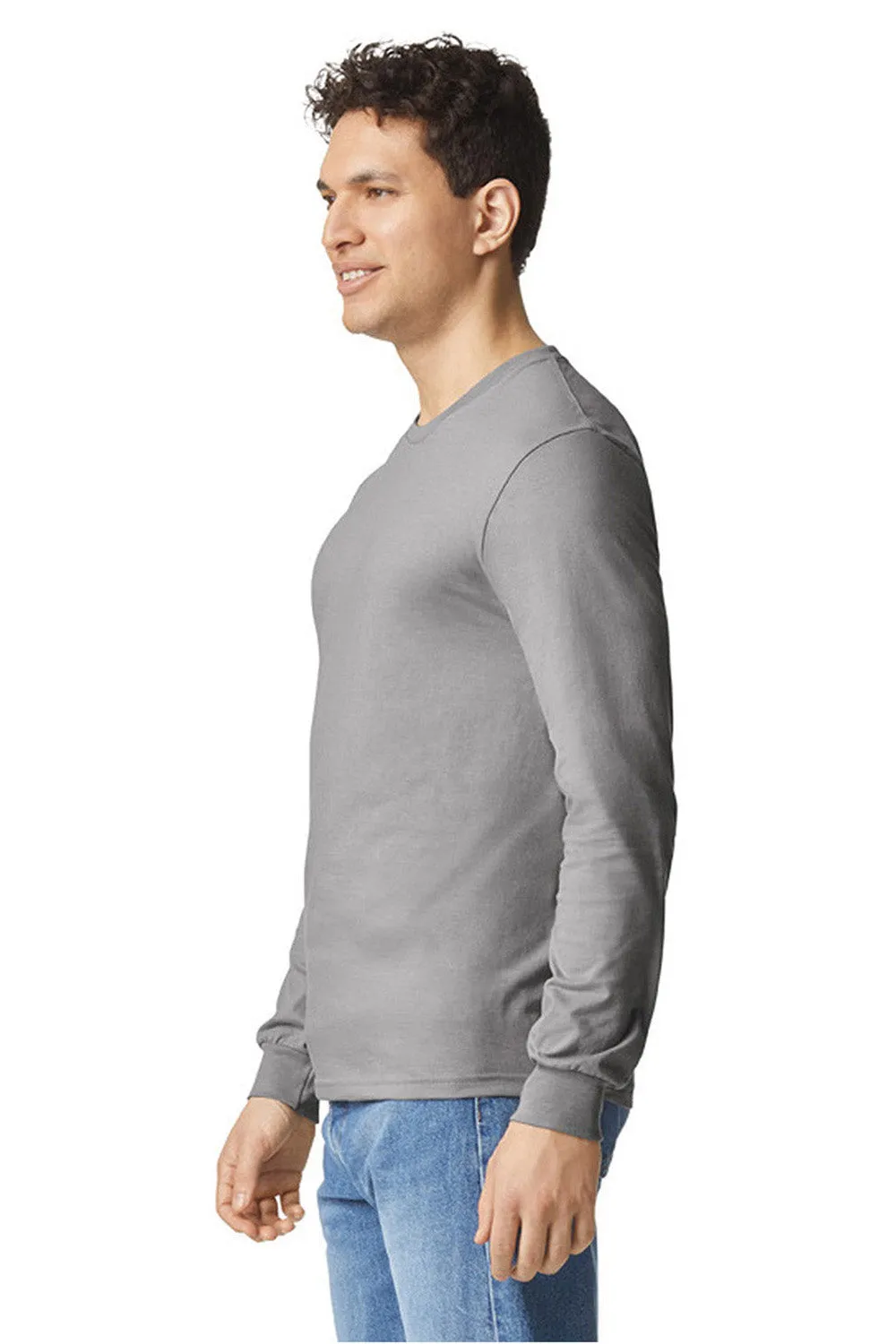 Gildan Mens Softstyle CVC Long Sleeve Crewneck T-Shirt - Cement Grey