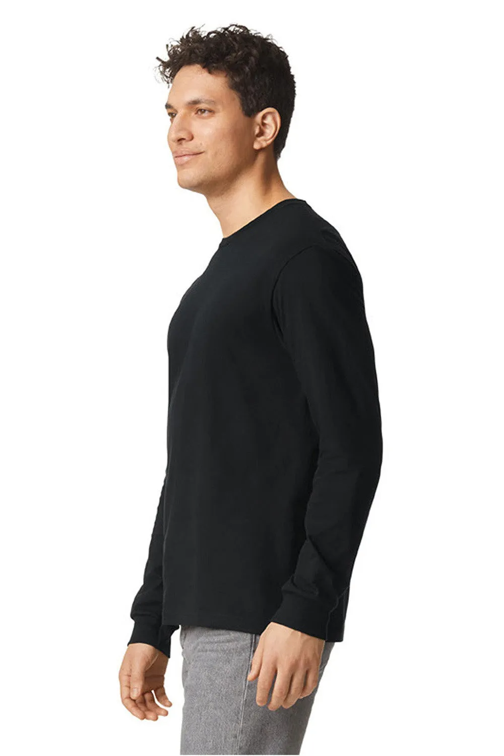 Gildan Mens Softstyle CVC Long Sleeve Crewneck T-Shirt - Pitch Black