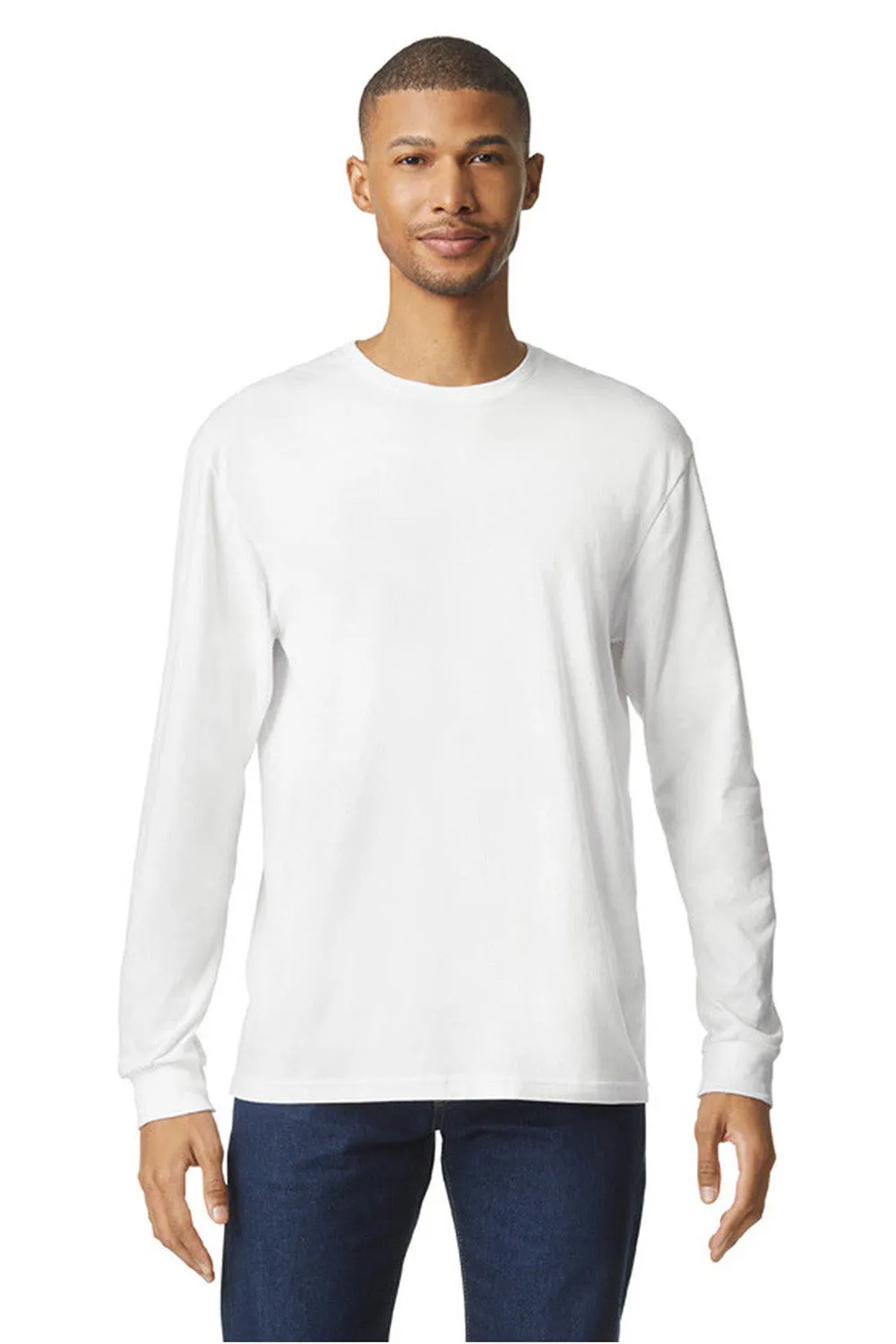 Gildan Mens Softstyle CVC Long Sleeve Crewneck T-Shirt - White