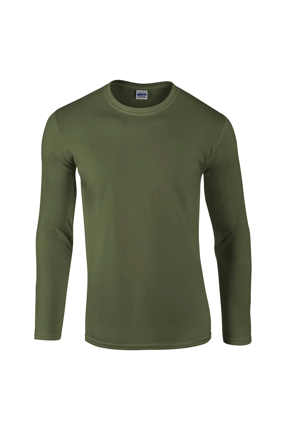 Gildan Mens Softstyle Long Sleeve Crewneck T-Shirt - Military Green