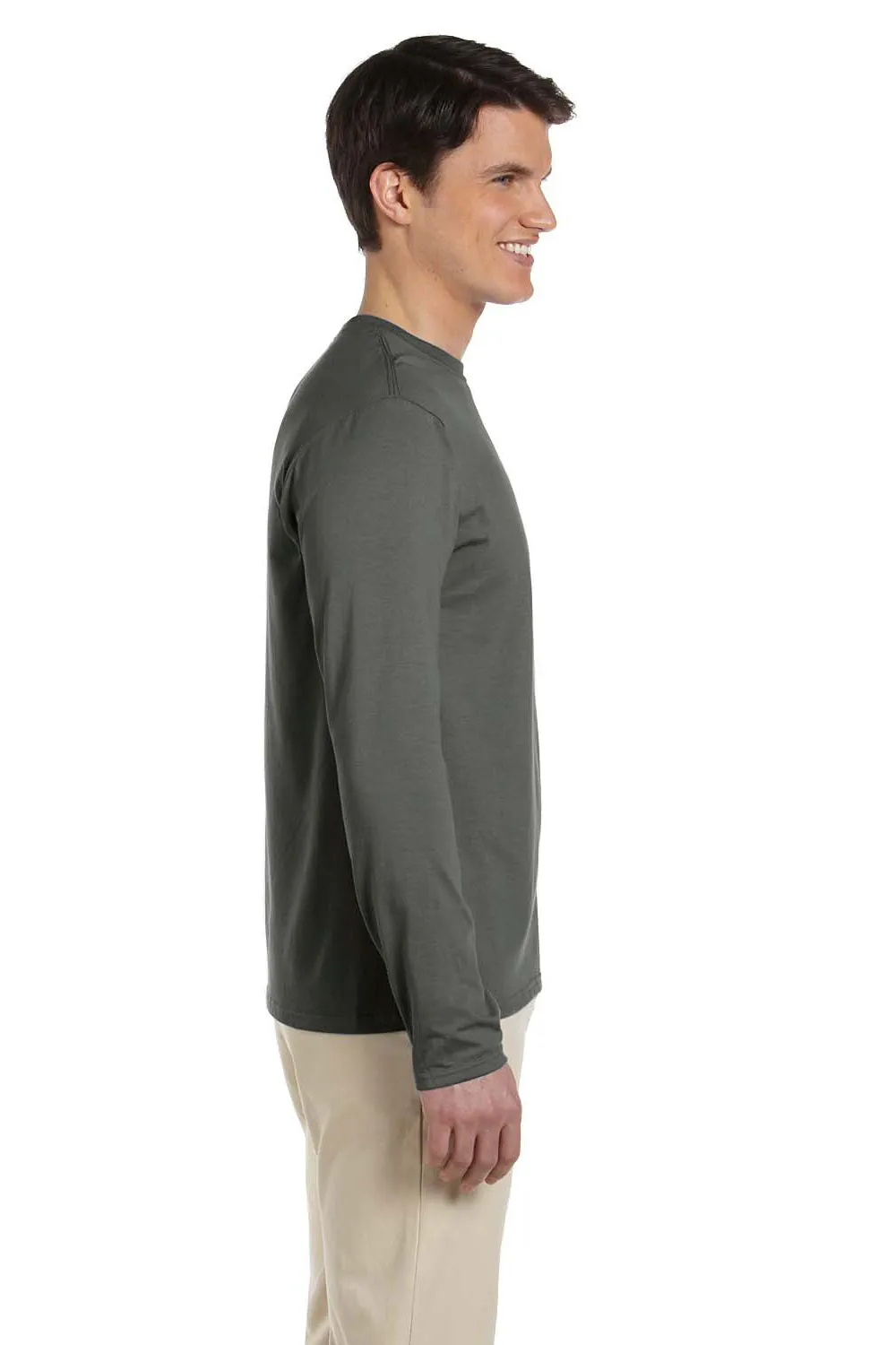 Gildan Mens Softstyle Long Sleeve Crewneck T-Shirt - Military Green