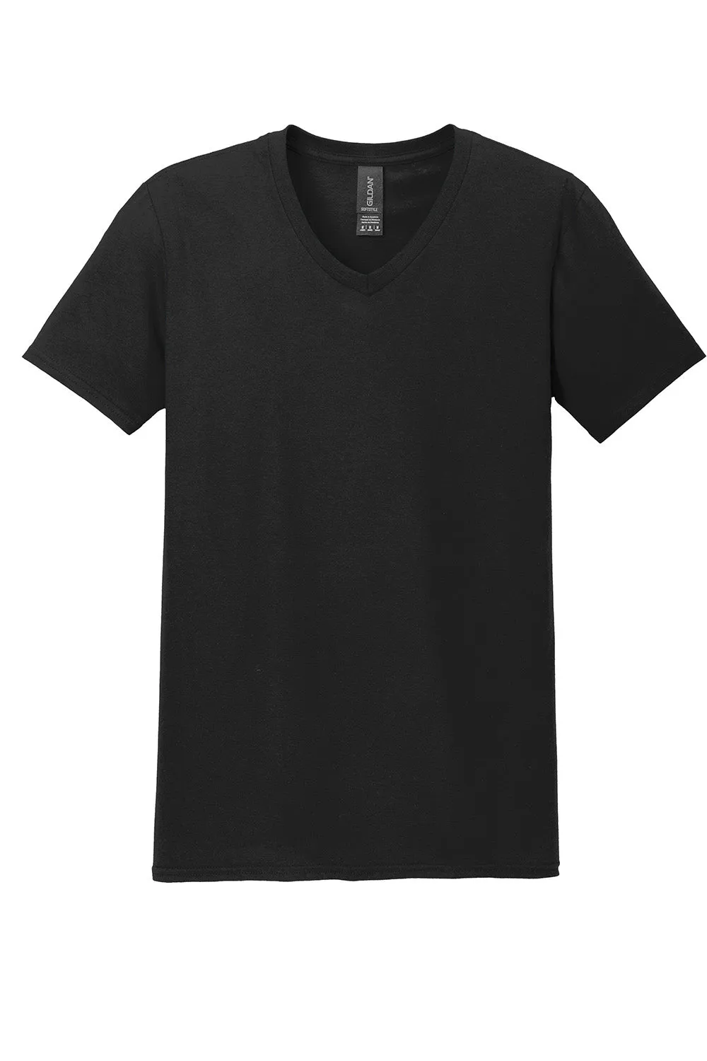 Gildan Mens Softstyle Short Sleeve V-Neck T-Shirt - Black