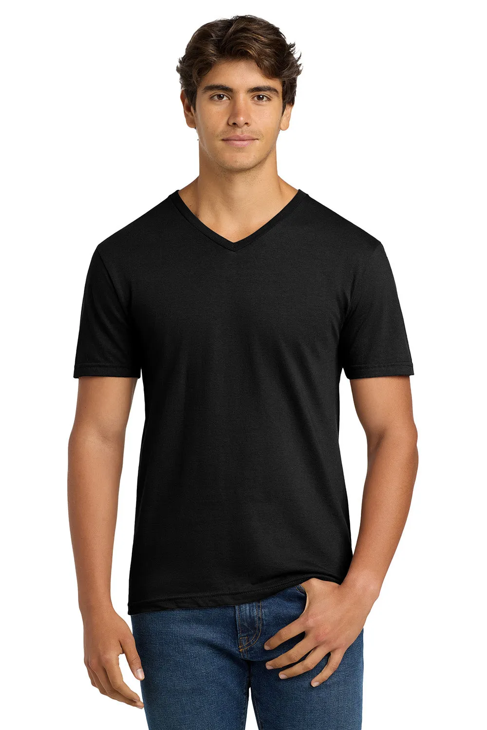 Gildan Mens Softstyle Short Sleeve V-Neck T-Shirt - Black