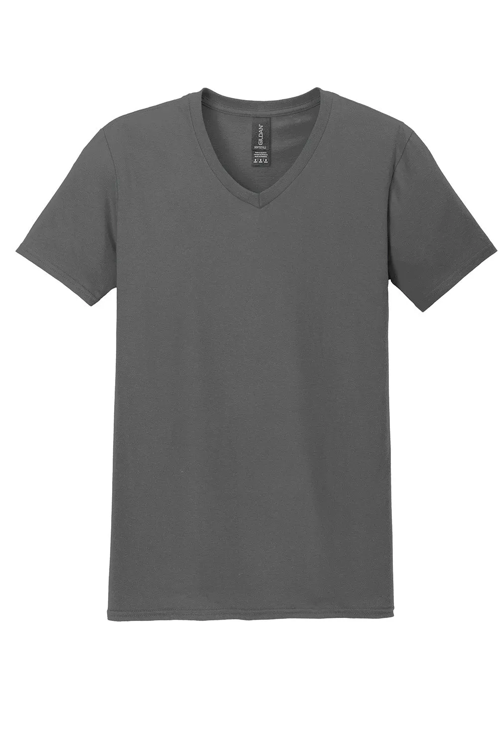 Gildan Mens Softstyle Short Sleeve V-Neck T-Shirt - Charcoal Grey