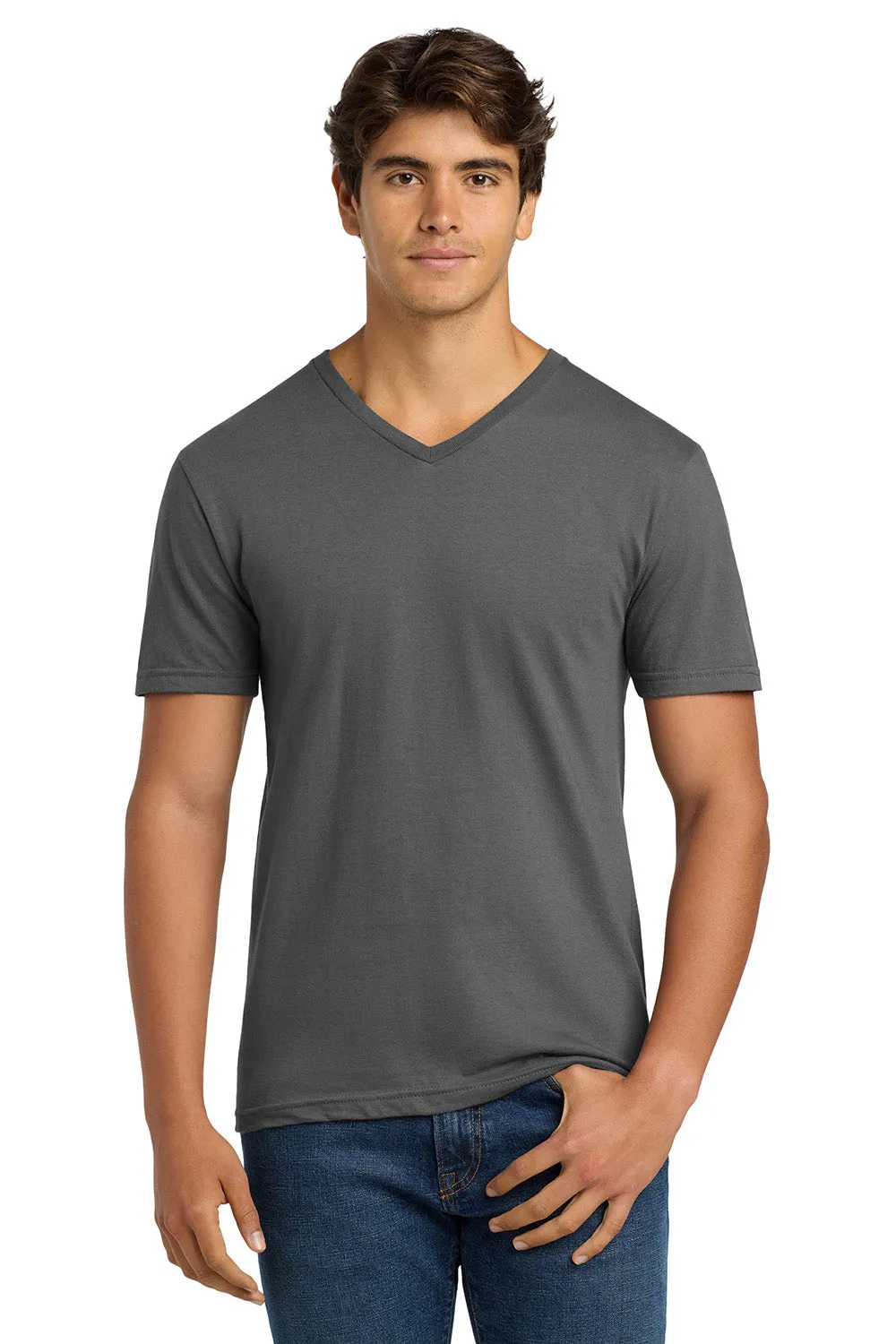 Gildan Mens Softstyle Short Sleeve V-Neck T-Shirt - Charcoal Grey
