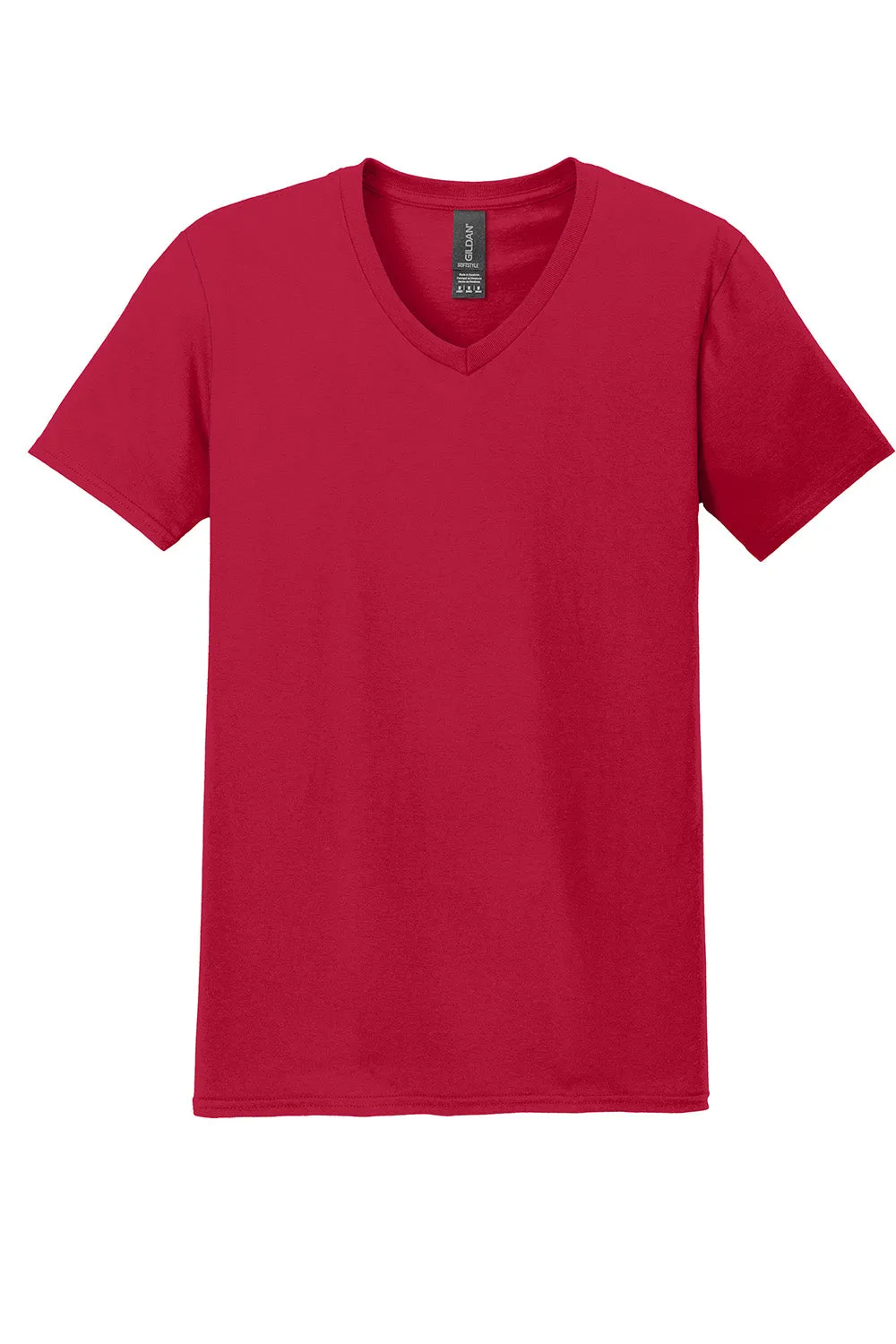 Gildan Mens Softstyle Short Sleeve V-Neck T-Shirt - Cherry Red