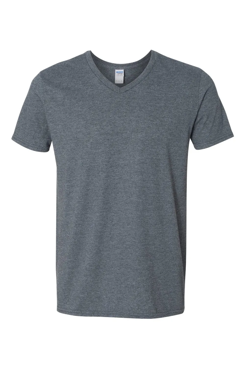 Gildan Mens Softstyle Short Sleeve V-Neck T-Shirt - Heather Dark Grey