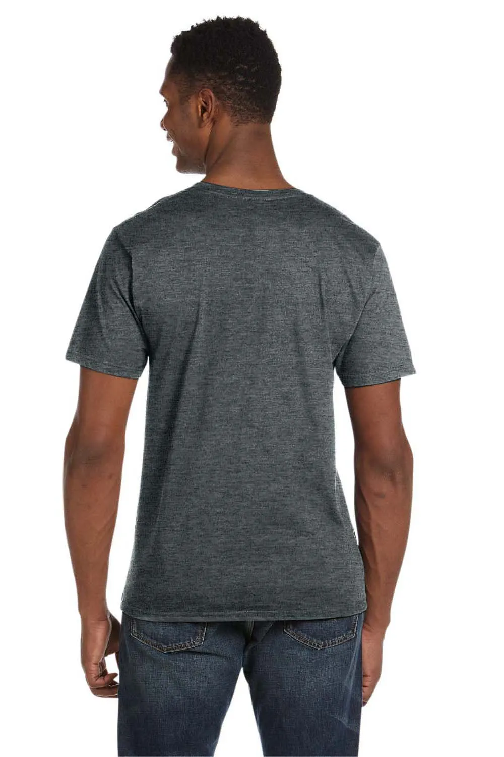 Gildan Mens Softstyle Short Sleeve V-Neck T-Shirt - Heather Dark Grey