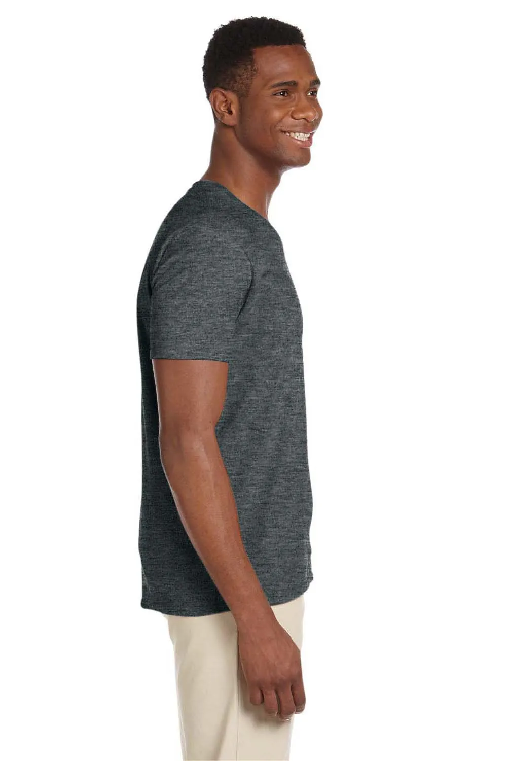 Gildan Mens Softstyle Short Sleeve V-Neck T-Shirt - Heather Dark Grey