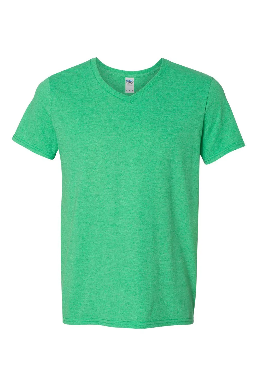 Gildan Mens Softstyle Short Sleeve V-Neck T-Shirt - Heather Irish Green