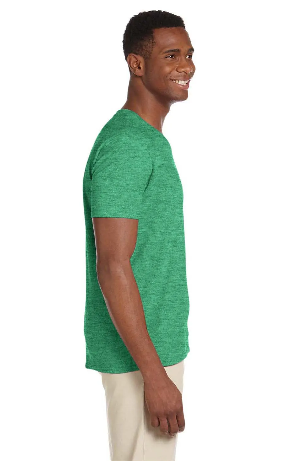 Gildan Mens Softstyle Short Sleeve V-Neck T-Shirt - Heather Irish Green