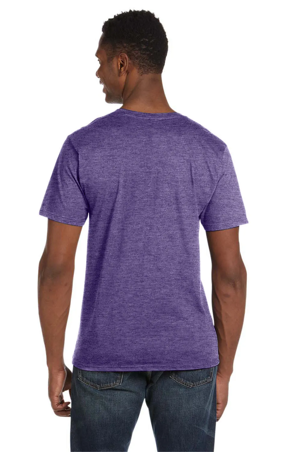 Gildan Mens Softstyle Short Sleeve V-Neck T-Shirt - Heather Purple