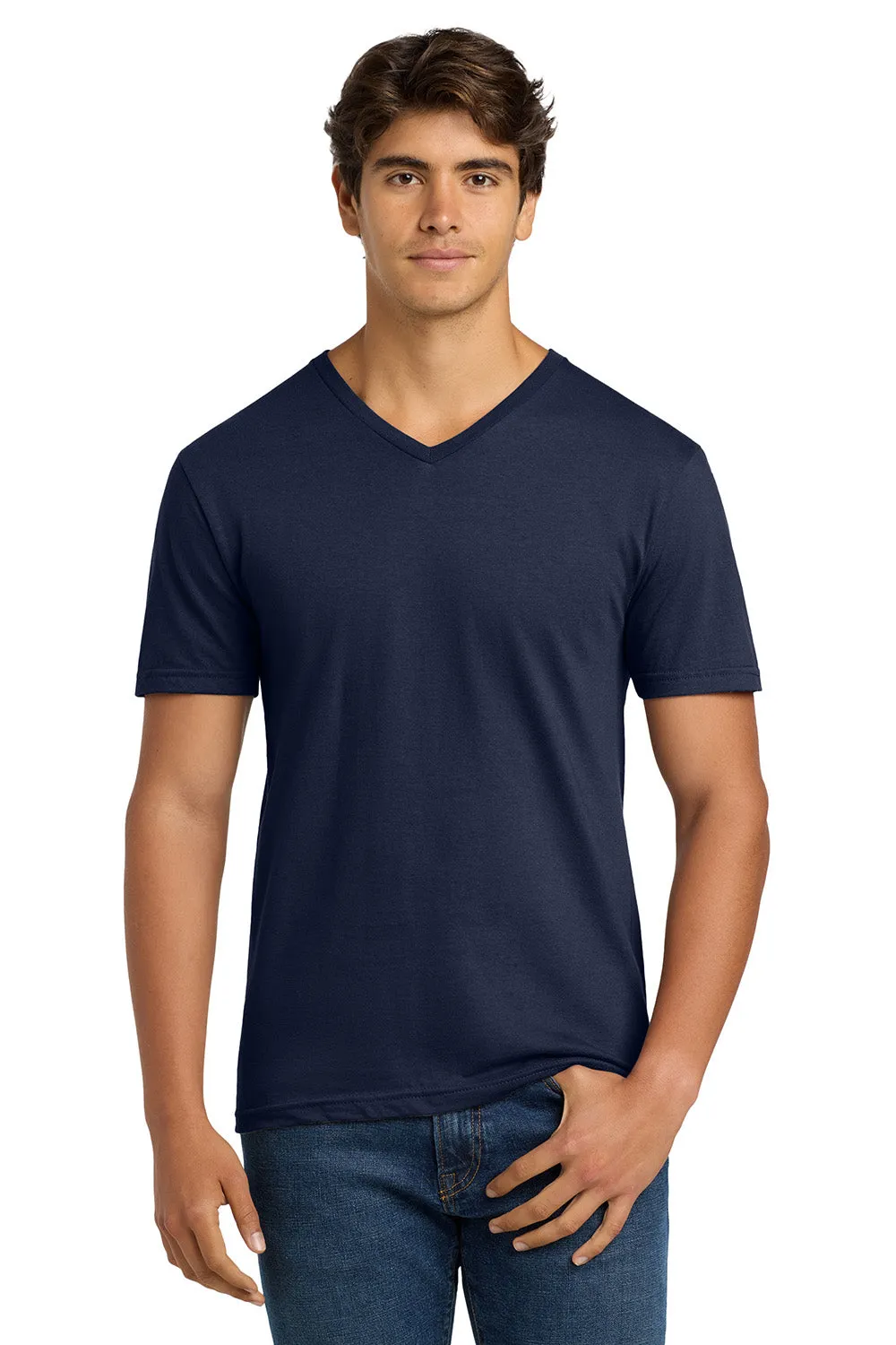 Gildan Mens Softstyle Short Sleeve V-Neck T-Shirt - Navy Blue