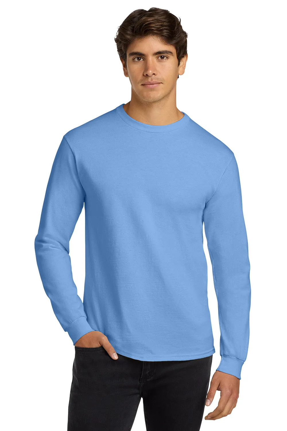 Gildan Mens Ultra Long Sleeve Crewneck T-Shirt - Carolina Blue