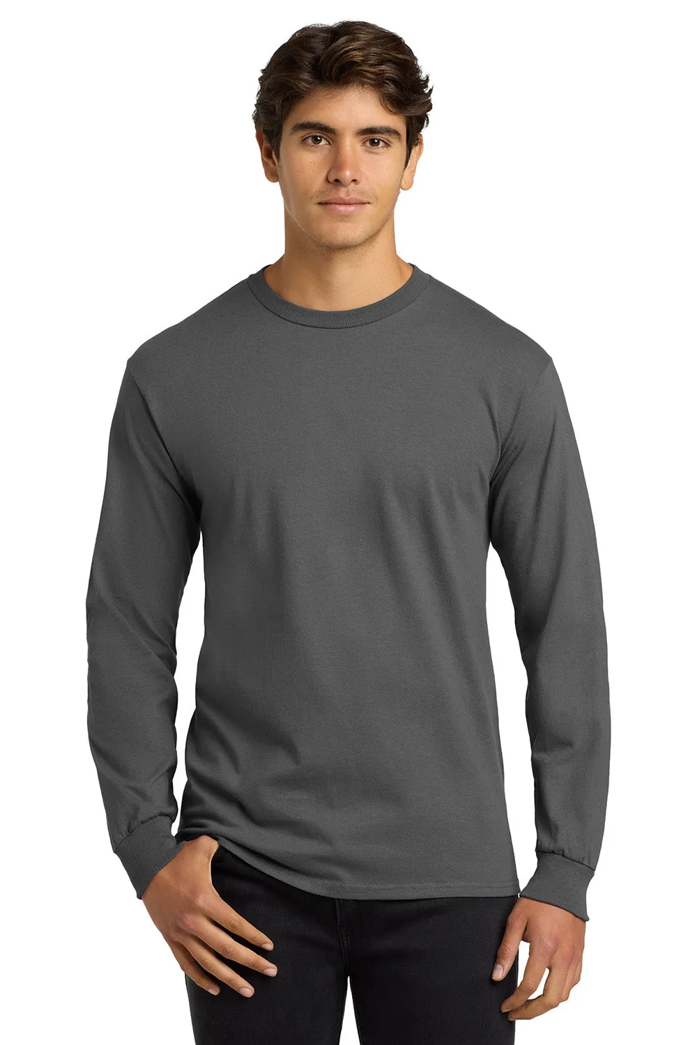 Gildan Mens Ultra Long Sleeve Crewneck T-Shirt - Charcoal Grey