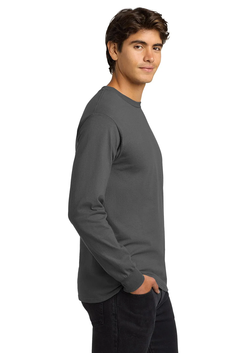 Gildan Mens Ultra Long Sleeve Crewneck T-Shirt - Charcoal Grey