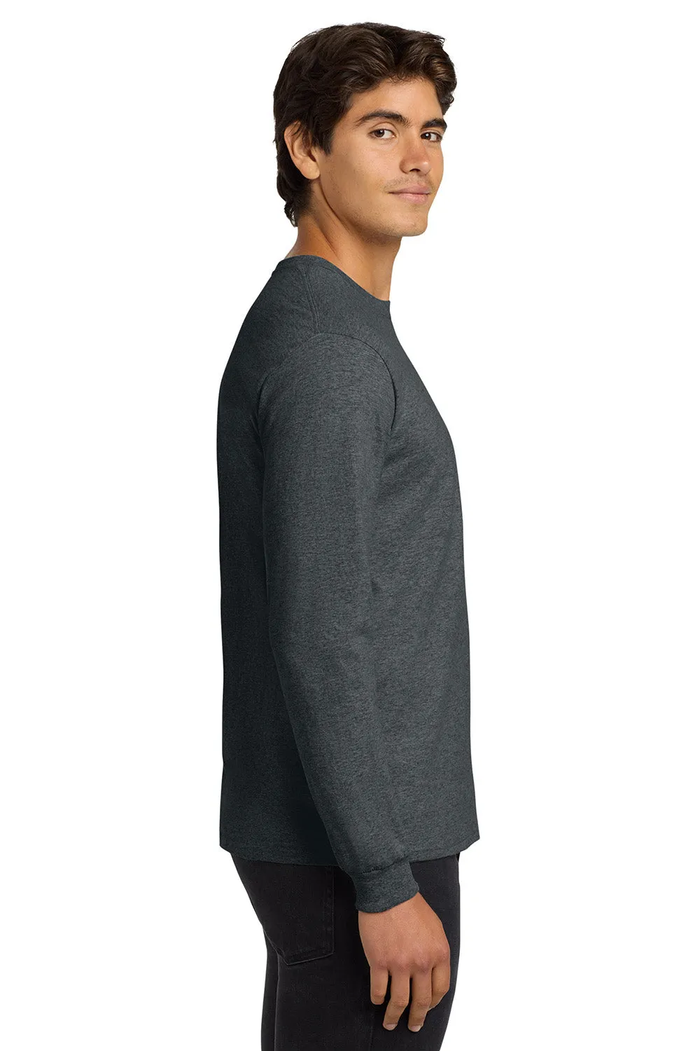 Gildan Mens Ultra Long Sleeve Crewneck T-Shirt - Heather Dark Grey