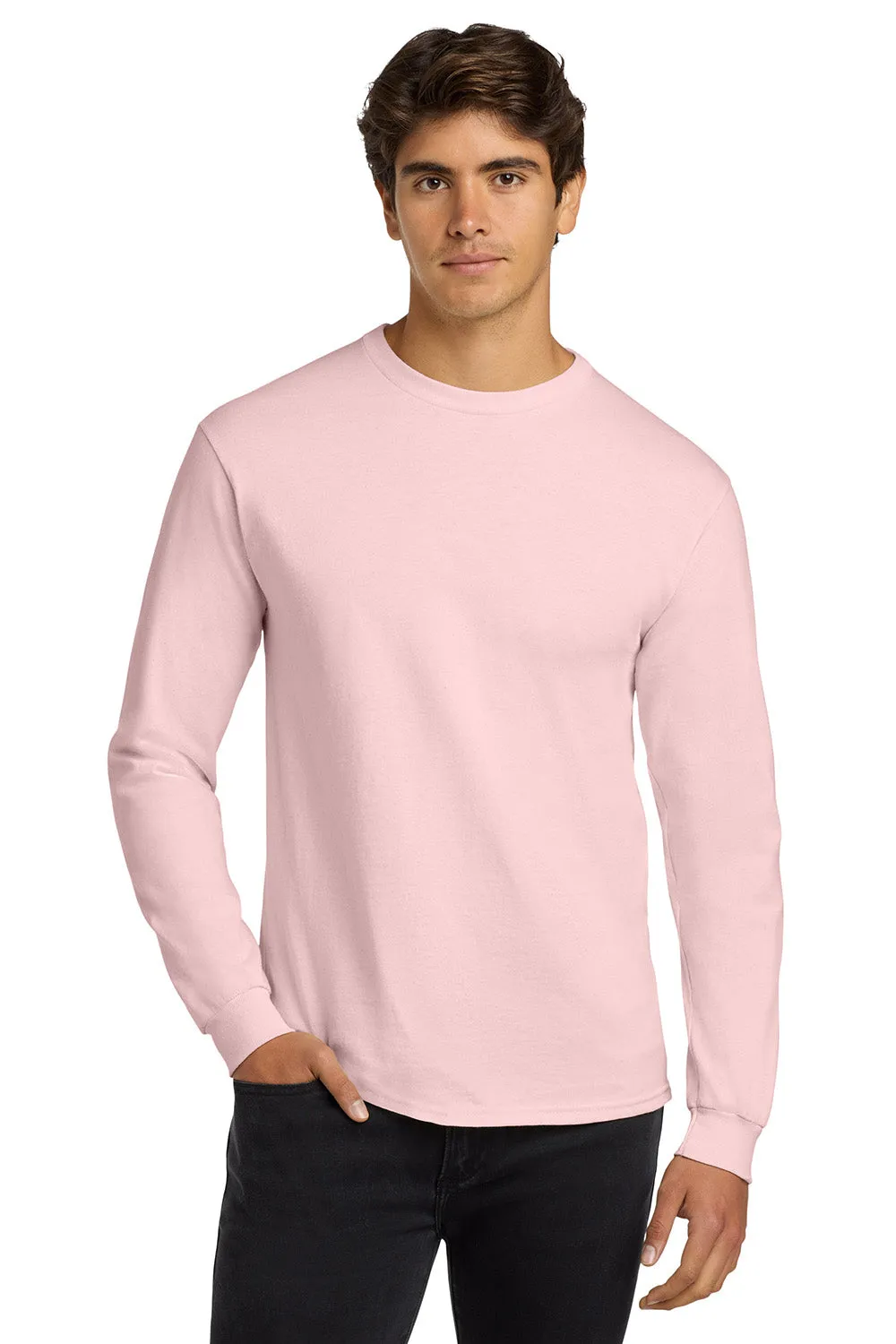 Gildan Mens Ultra Long Sleeve Crewneck T-Shirt - Light Pink