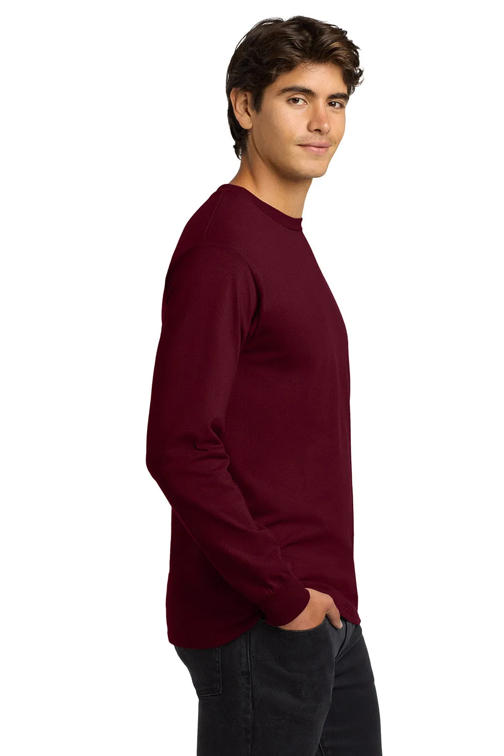 Gildan Mens Ultra Long Sleeve Crewneck T-Shirt - Maroon