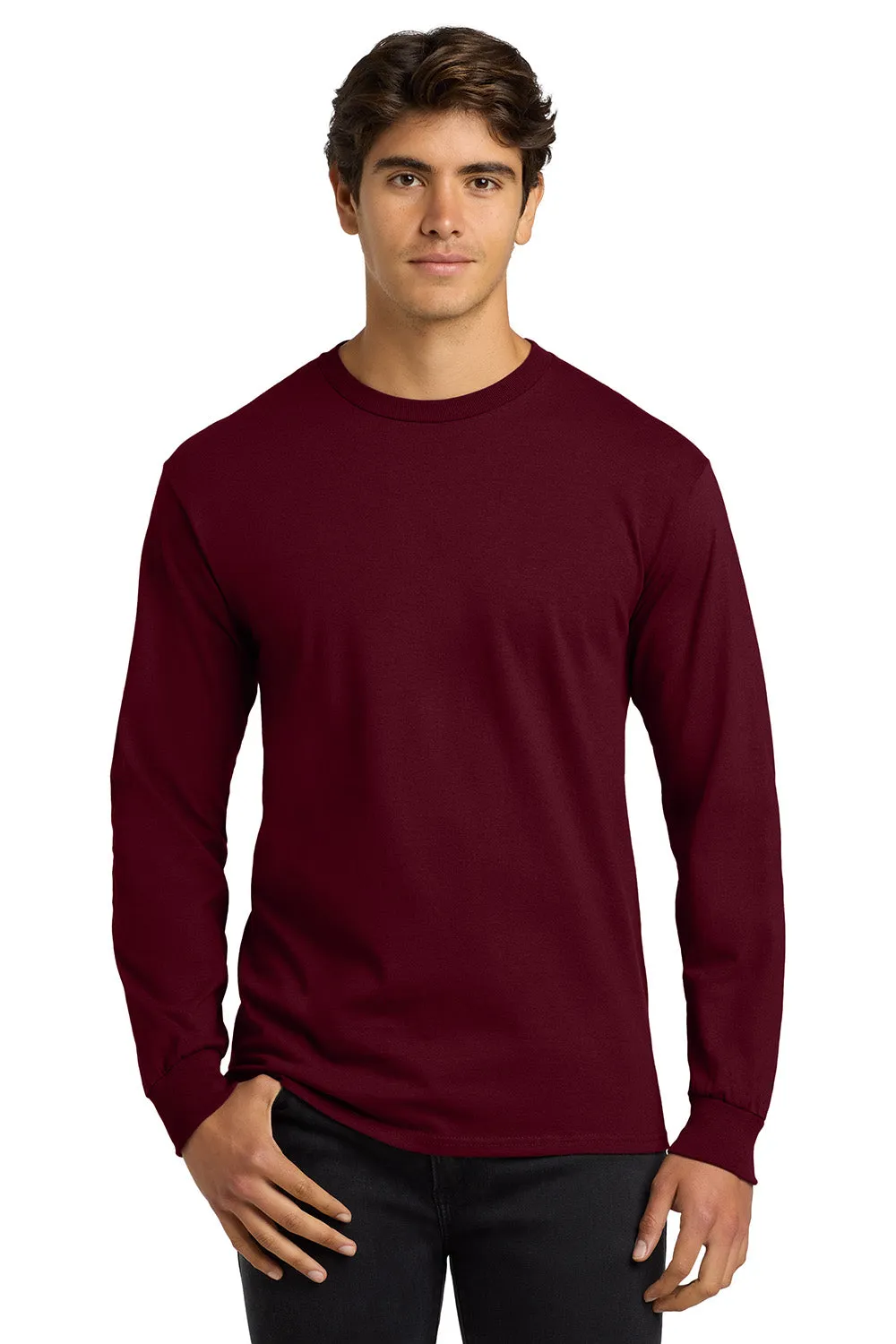 Gildan Mens Ultra Long Sleeve Crewneck T-Shirt - Maroon