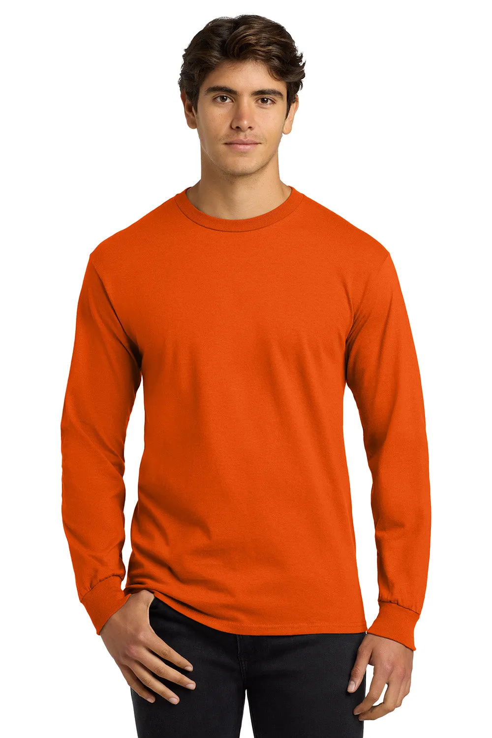 Gildan Mens Ultra Long Sleeve Crewneck T-Shirt - Orange