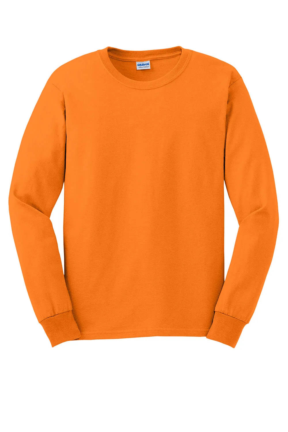Gildan Mens Ultra Long Sleeve Crewneck T-Shirt - Safety Orange
