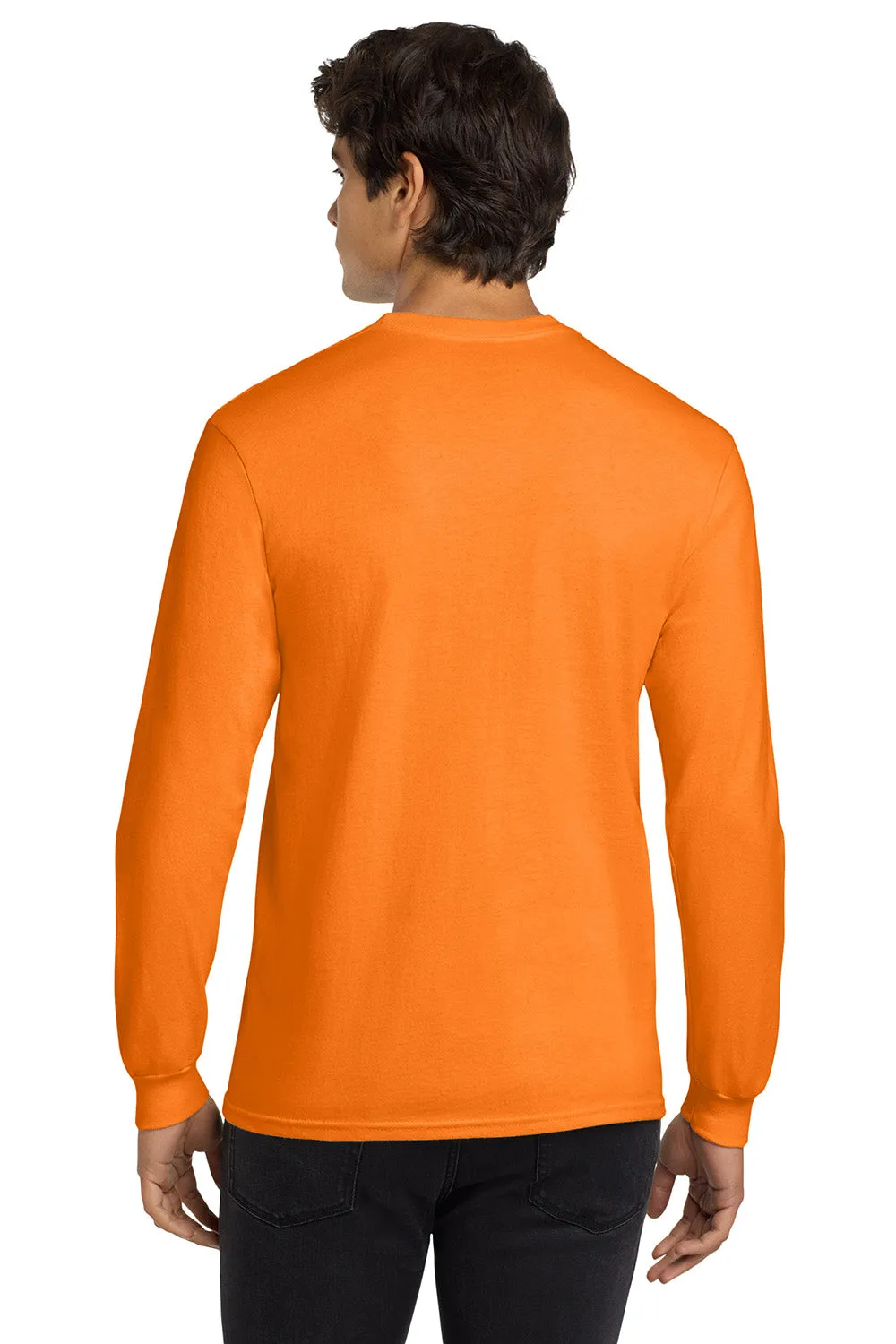 Gildan Mens Ultra Long Sleeve Crewneck T-Shirt - Safety Orange