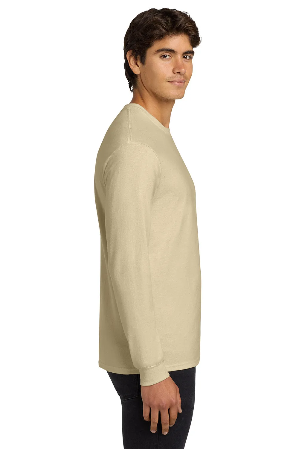 Gildan Mens Ultra Long Sleeve Crewneck T-Shirt - Sand