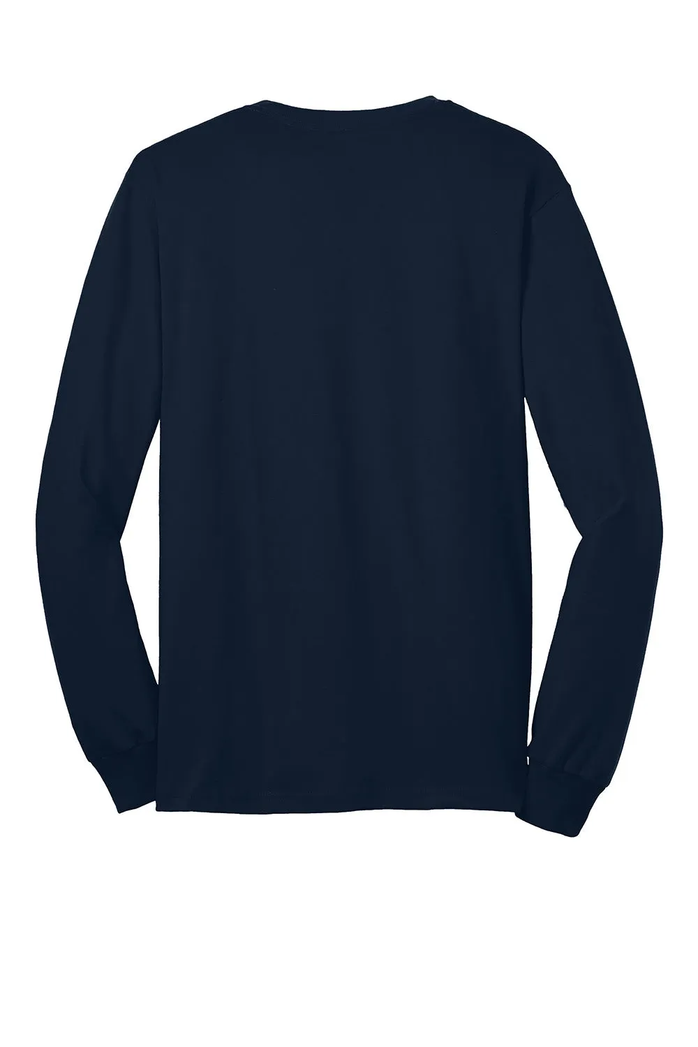 Gildan Mens Ultra Long Sleeve Crewneck T-Shirt w/ Pocket - Navy Blue