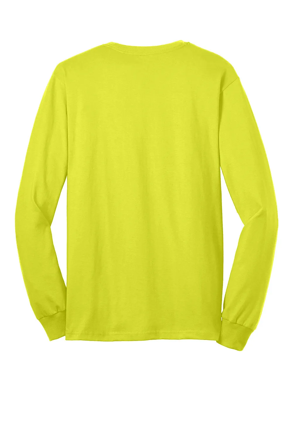 Gildan Mens Ultra Long Sleeve Crewneck T-Shirt w/ Pocket - Safety Green