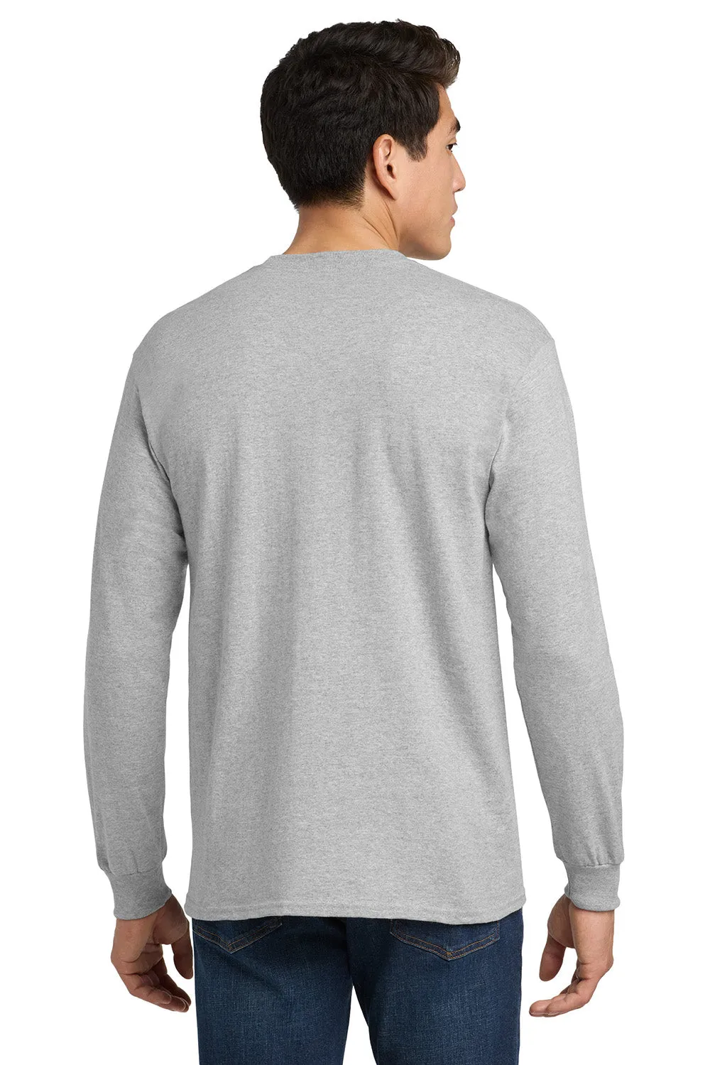 Gildan Mens Ultra Long Sleeve Crewneck T-Shirt w/ Pocket - Sport Grey