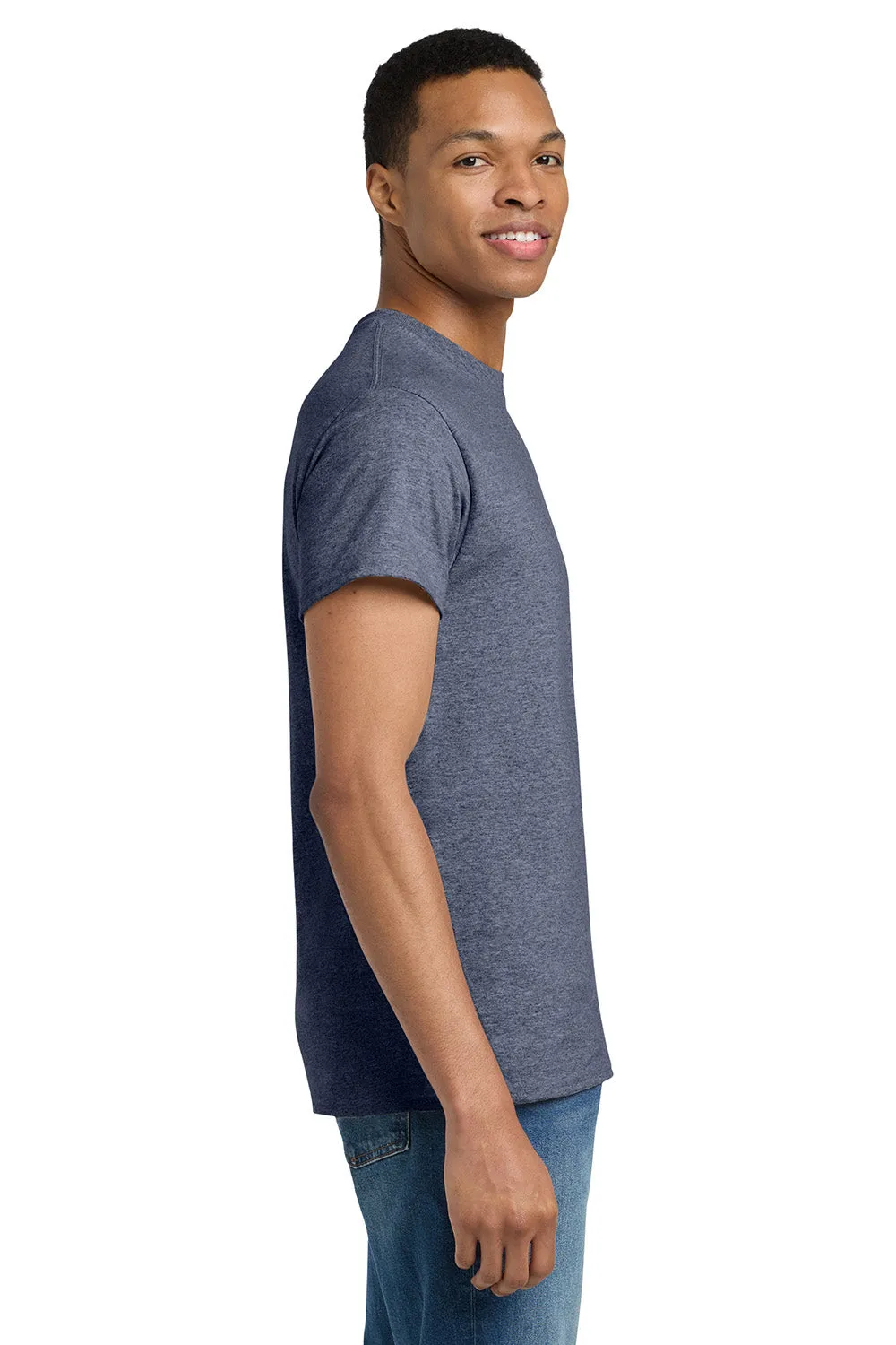 Gildan Mens Ultra Short Sleeve Crewneck T-Shirt - Heather Navy Blue
