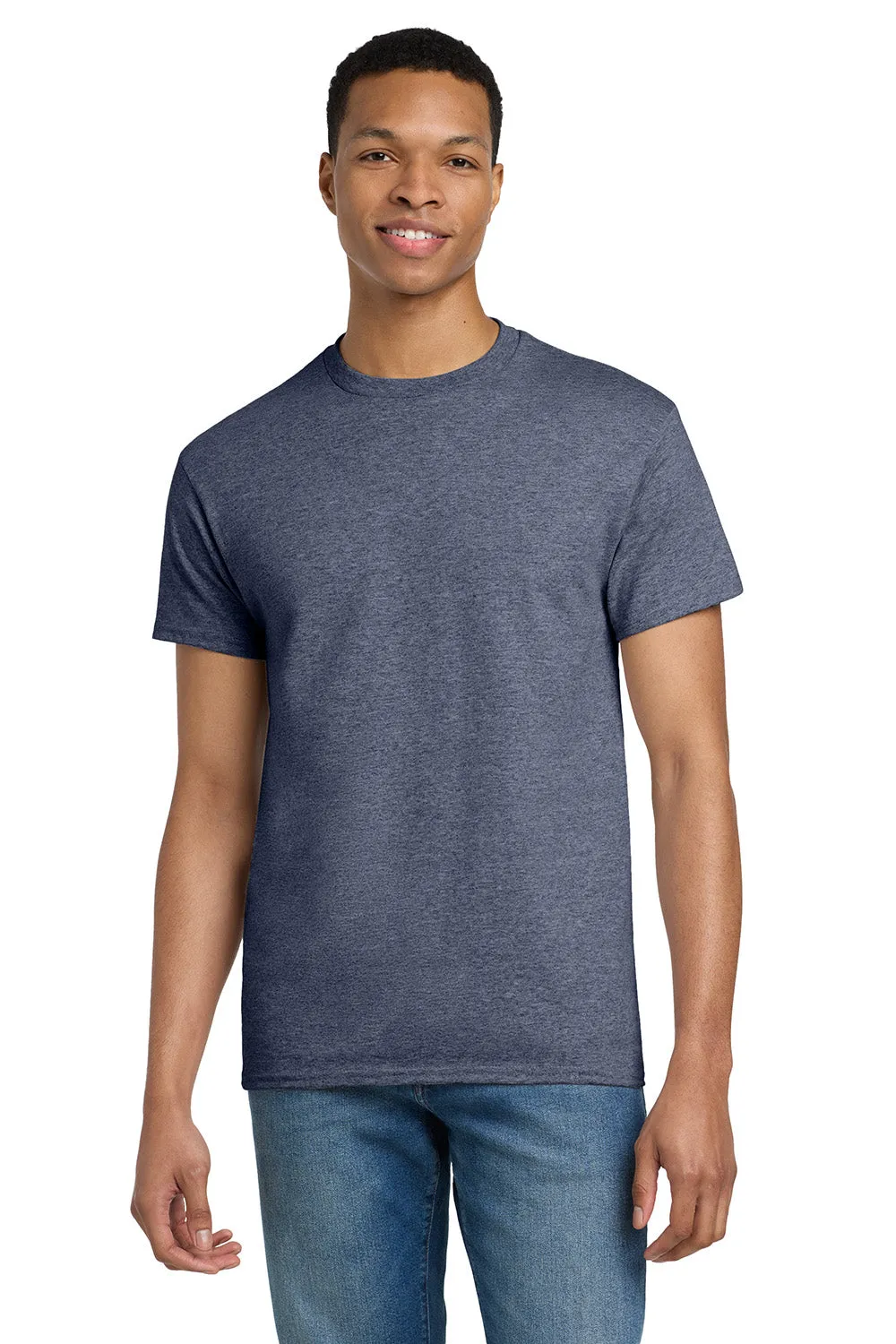 Gildan Mens Ultra Short Sleeve Crewneck T-Shirt - Heather Navy Blue